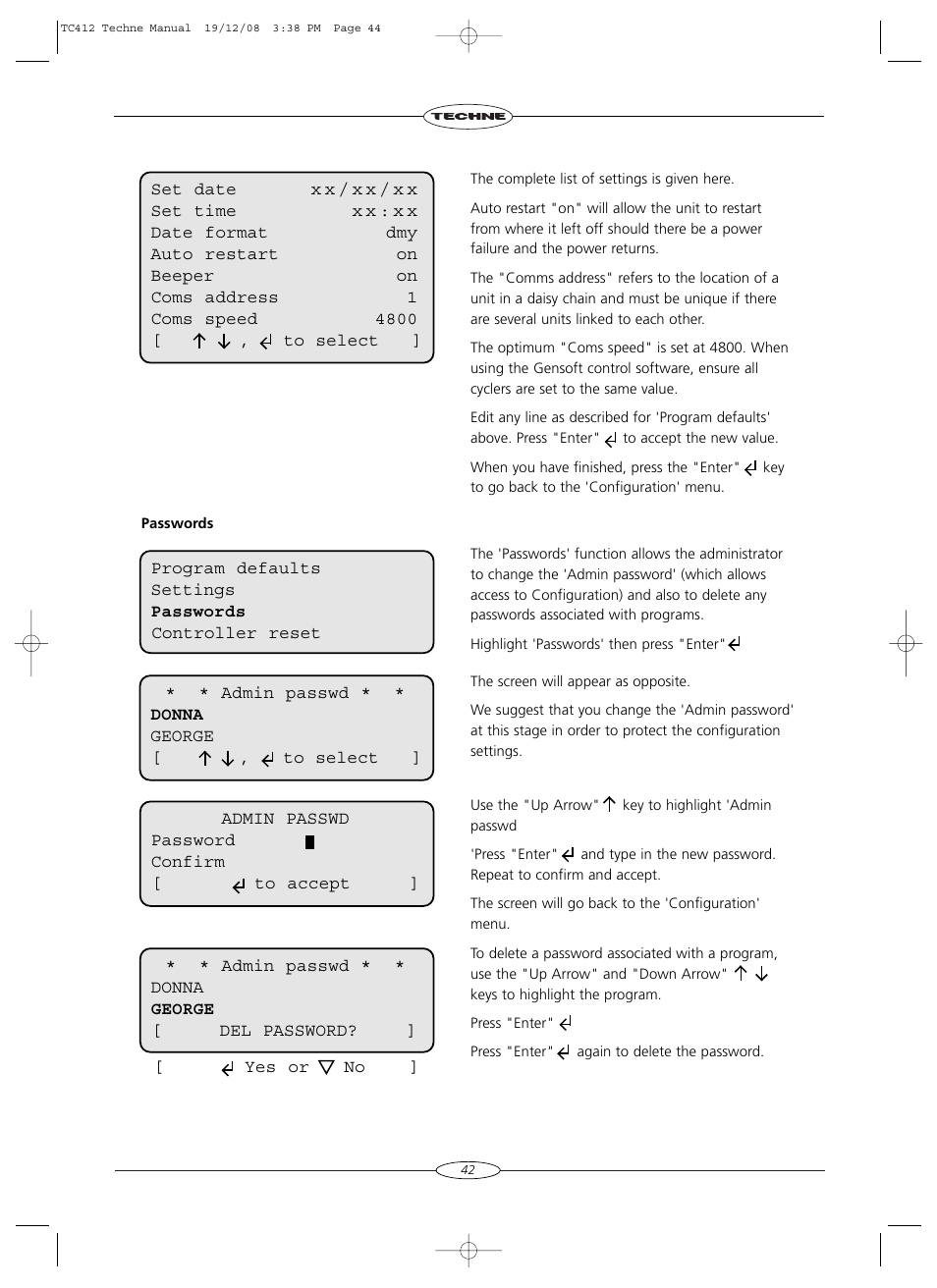 Techne TC-412 User Manual | Page 44 / 52
