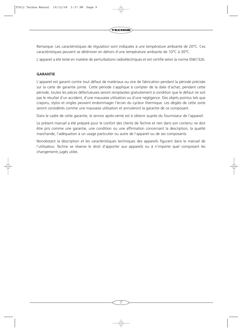 Techne TC-412 User Manual | Page 9 / 52