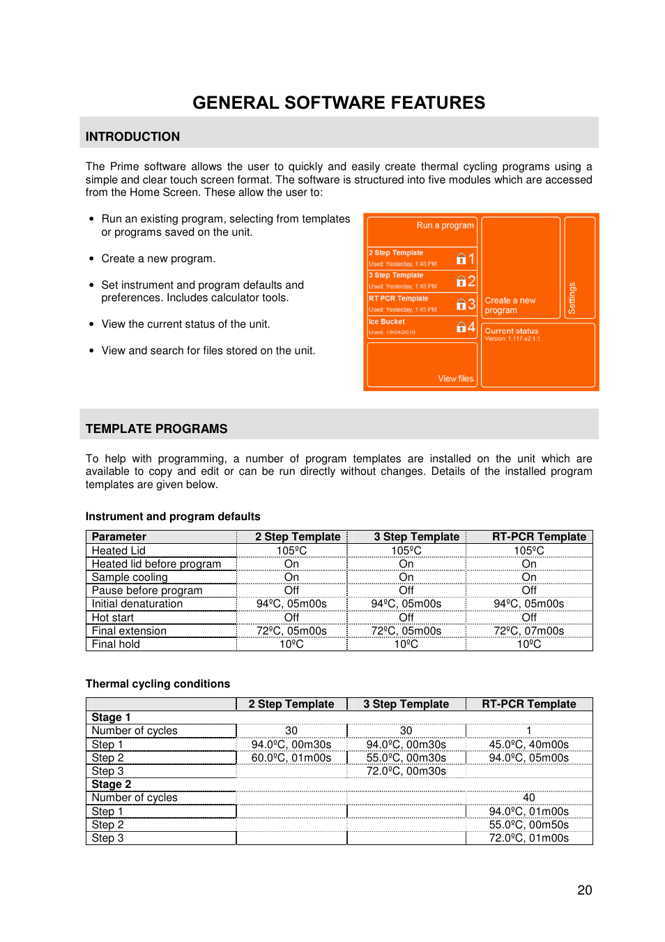 General software features | Techne PrimeG User Manual | Page 21 / 67