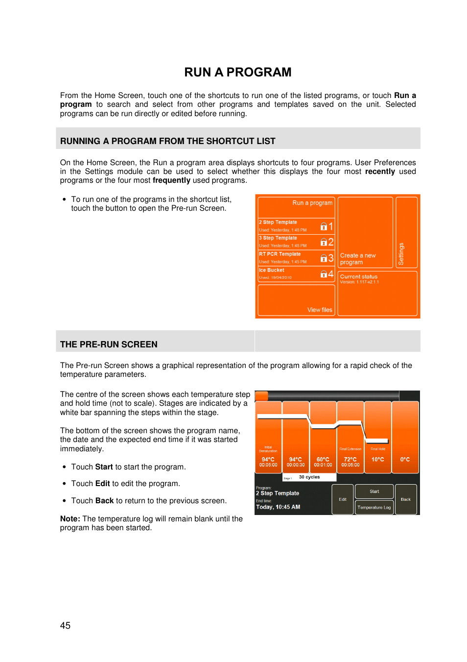 Run a program | Techne PrimeG User Manual | Page 46 / 67