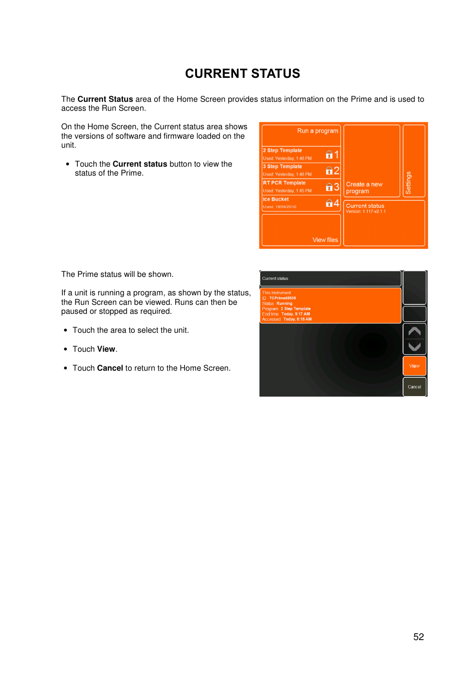Current status | Techne PrimeG User Manual | Page 53 / 67