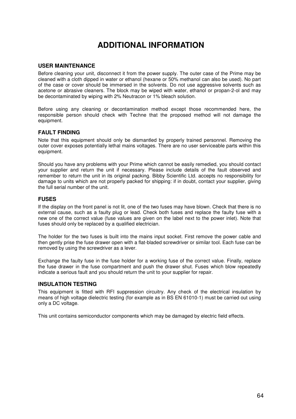 Additional information | Techne PrimeG User Manual | Page 65 / 67