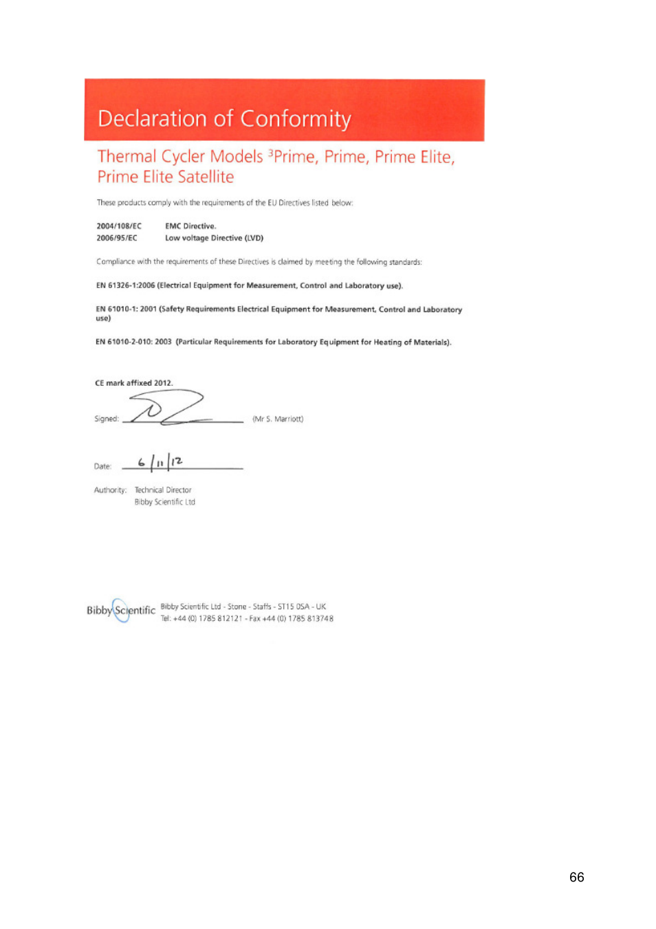 Techne PrimeG User Manual | Page 67 / 67
