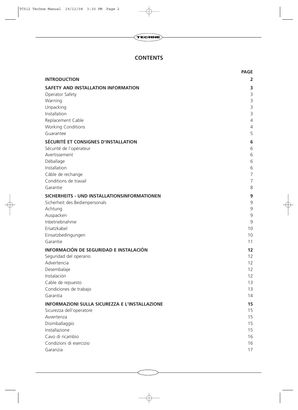 Techne TC-512 User Manual | Page 2 / 56