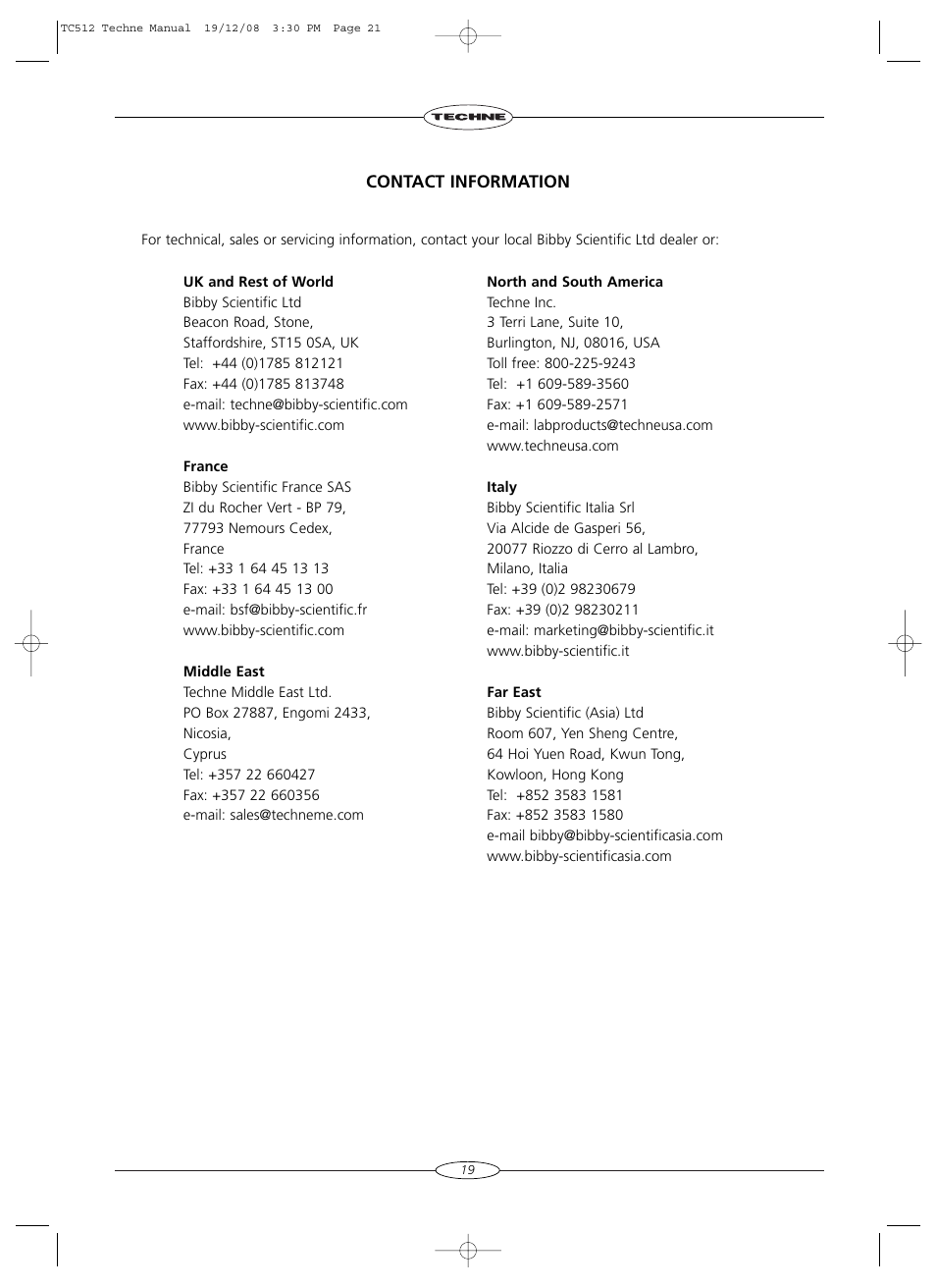 Techne TC-512 User Manual | Page 21 / 56