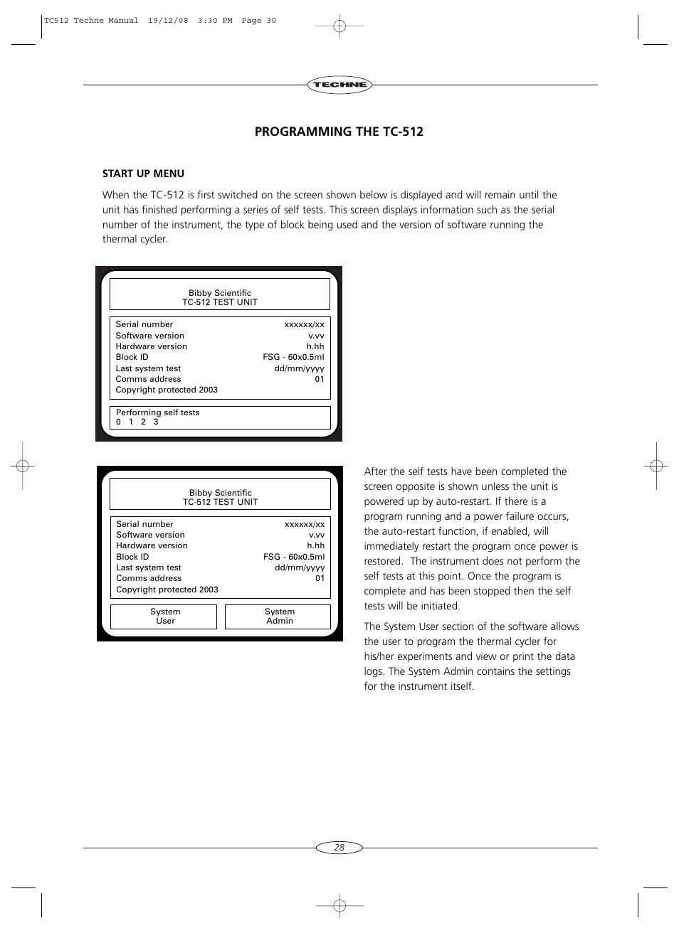 Programming the tc-512 | Techne TC-512 User Manual | Page 30 / 56