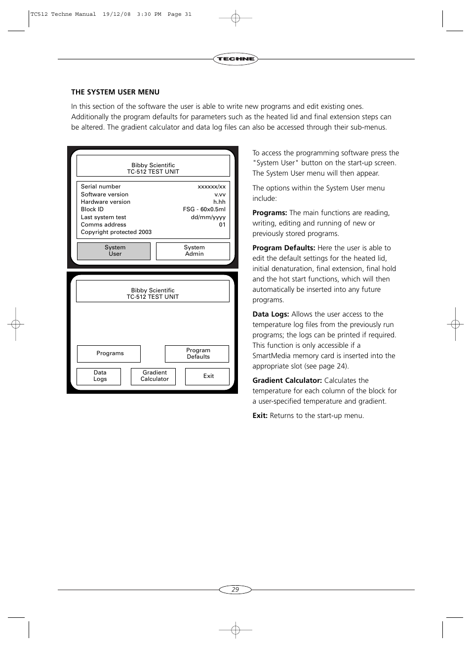 Techne TC-512 User Manual | Page 31 / 56