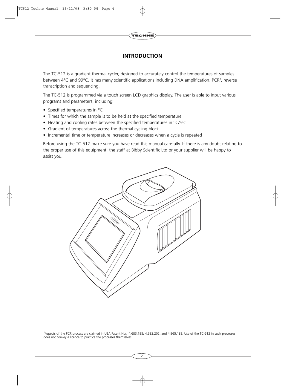 Introduction | Techne TC-512 User Manual | Page 4 / 56