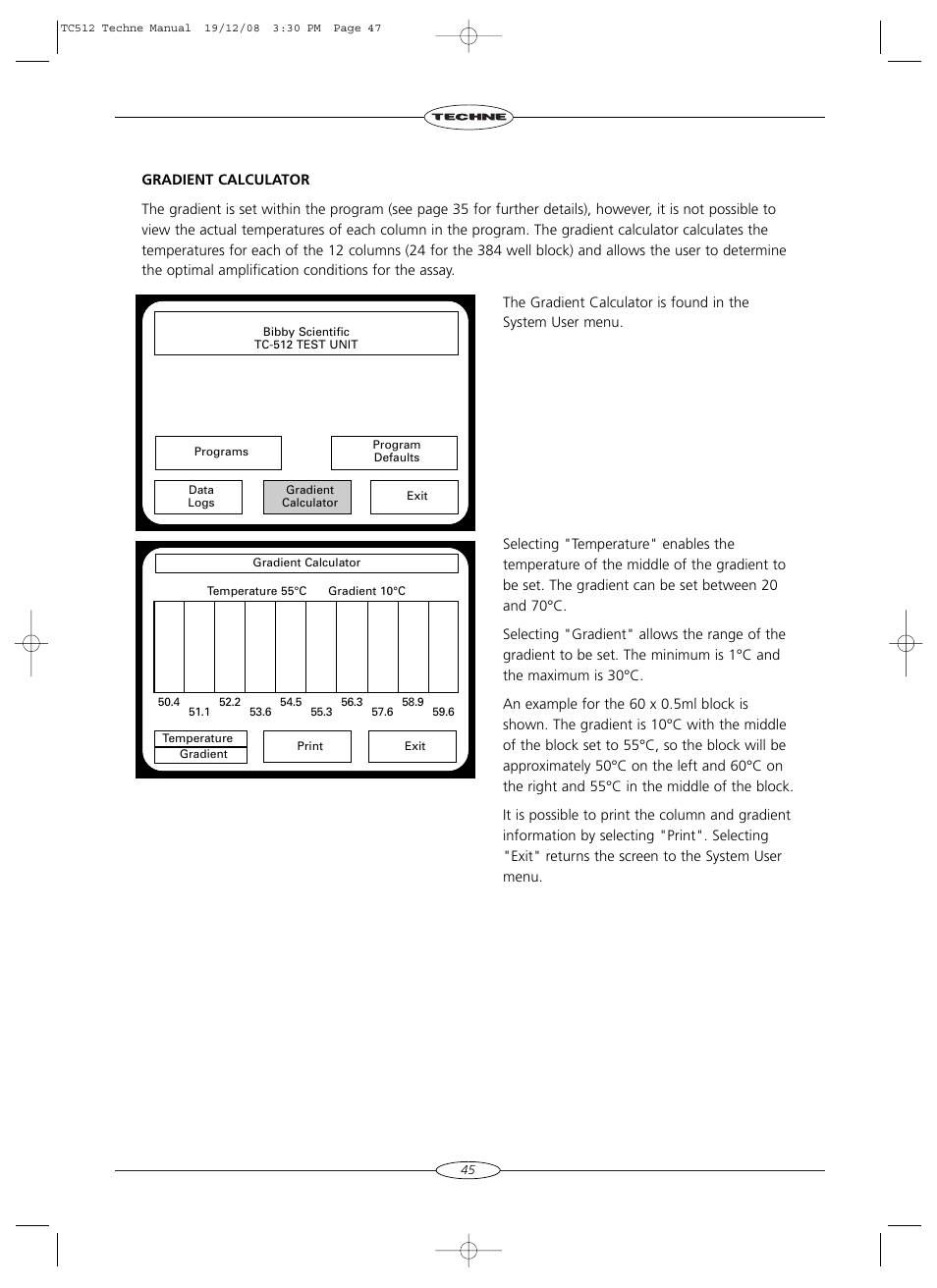 Techne TC-512 User Manual | Page 47 / 56