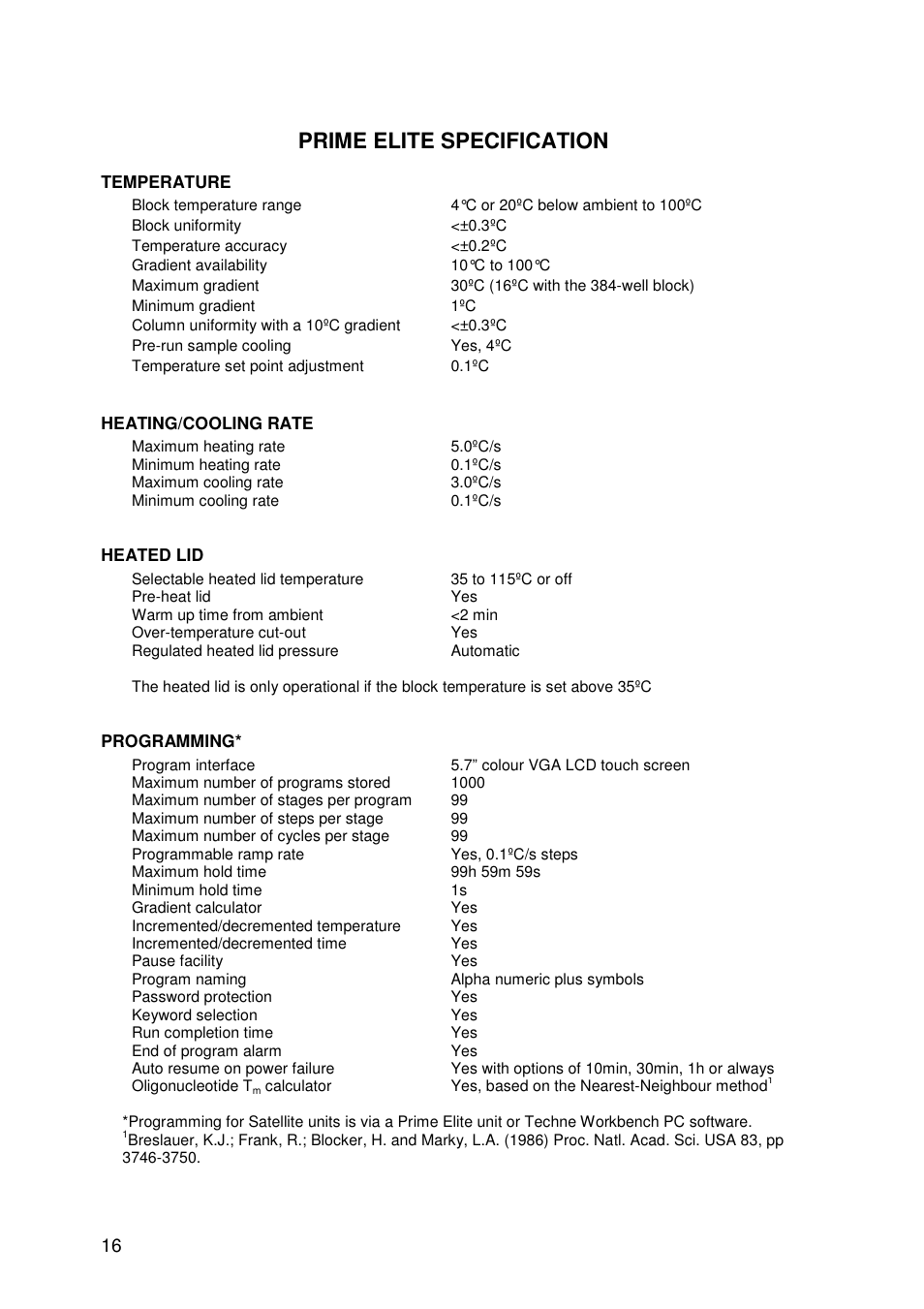 Prime elite specification | Techne Prime Elite User Manual | Page 18 / 69