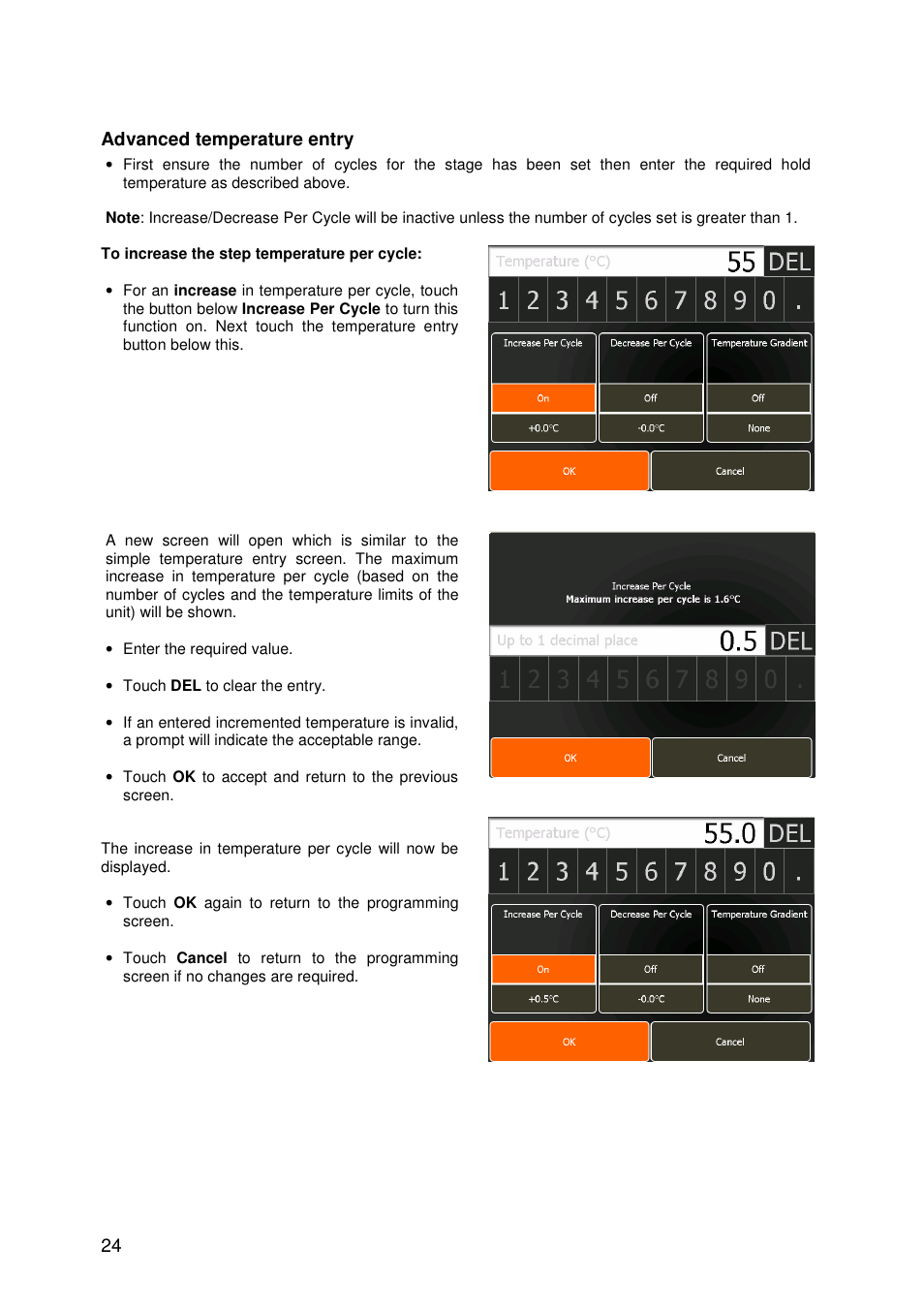 24 advanced temperature entry | Techne Prime Elite User Manual | Page 26 / 69
