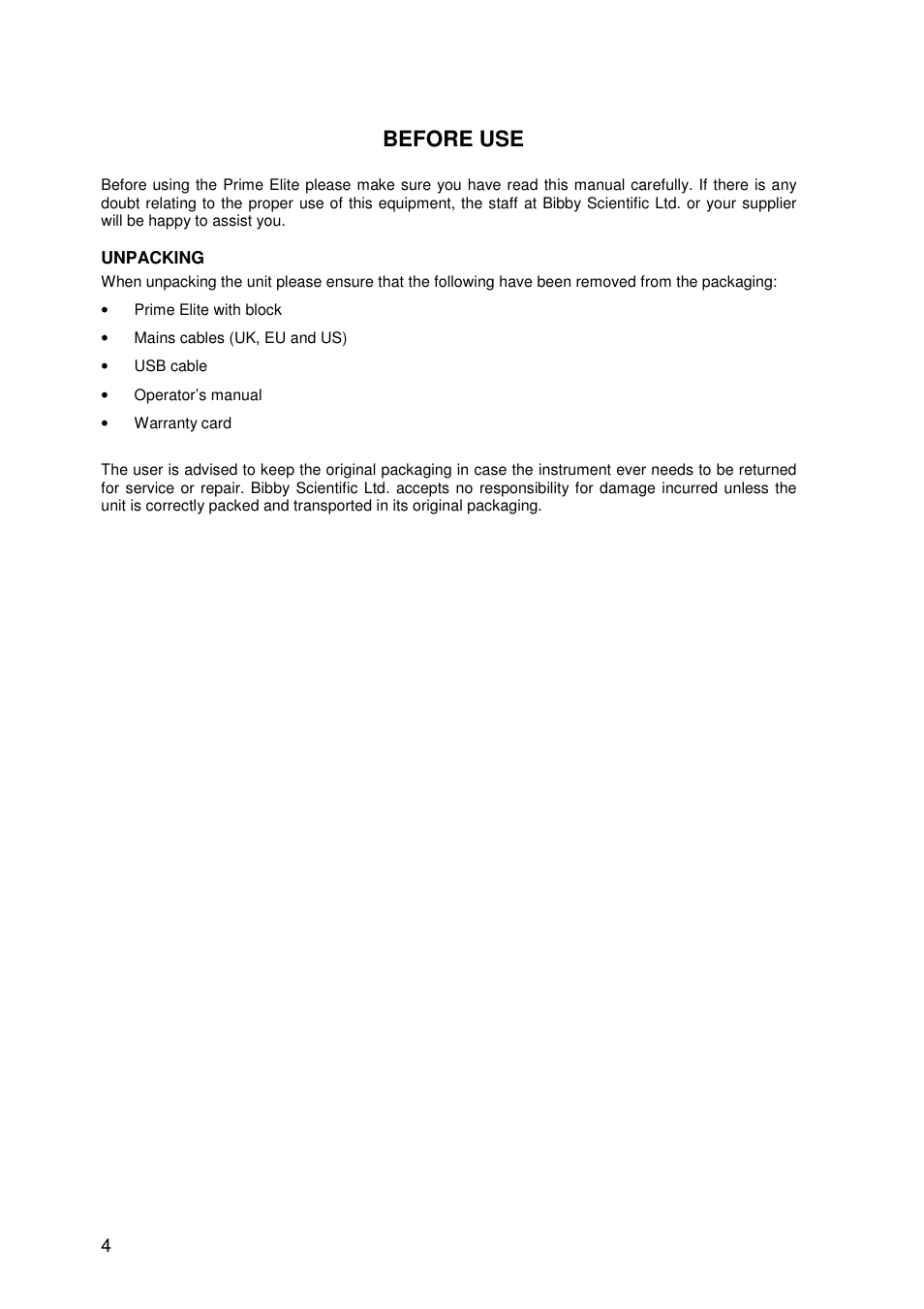 Before use | Techne Prime Elite User Manual | Page 6 / 69