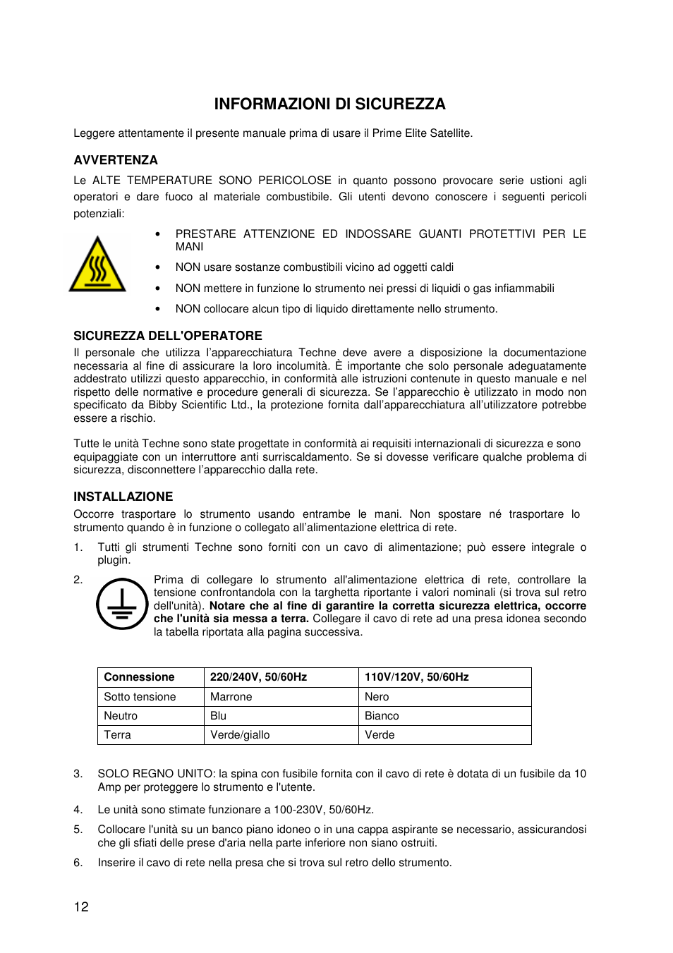Informazioni di sicurezza | Techne Prime Elite Satellite User Manual | Page 12 / 45