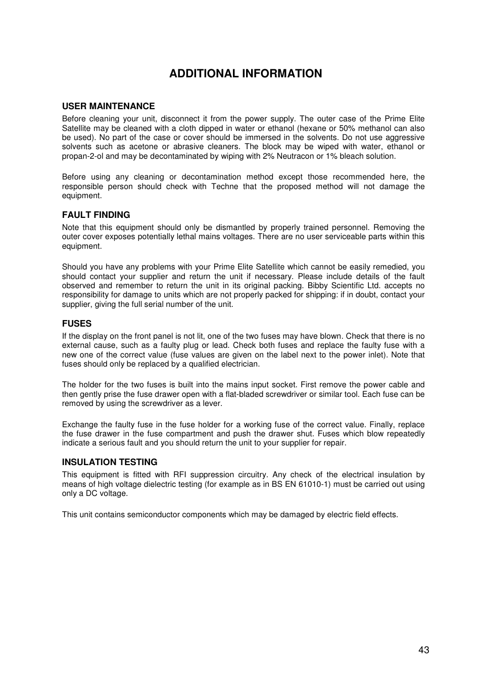 Additional information | Techne Prime Elite Satellite User Manual | Page 43 / 45