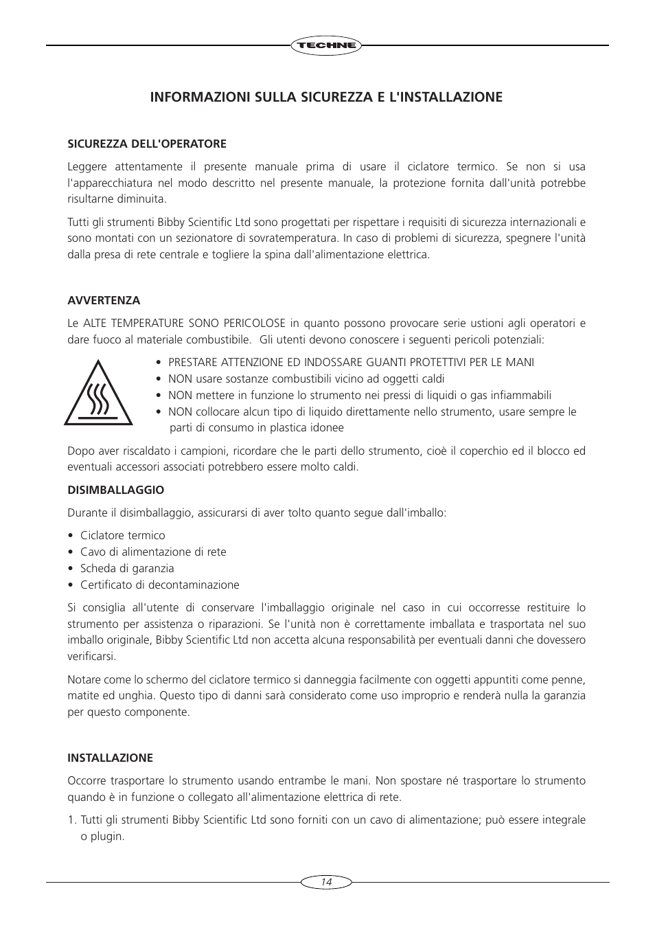 Informazioni sulla sicurezza e l'installazione | Techne TC-4000 User Manual | Page 16 / 52