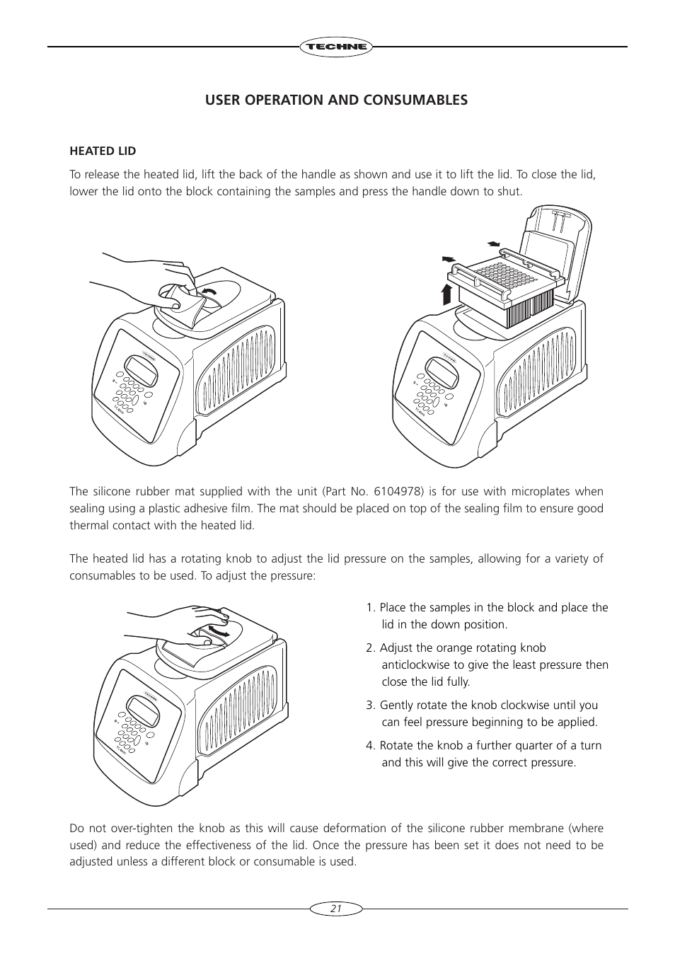 User operation and consumables | Techne TC-4000 User Manual | Page 23 / 52
