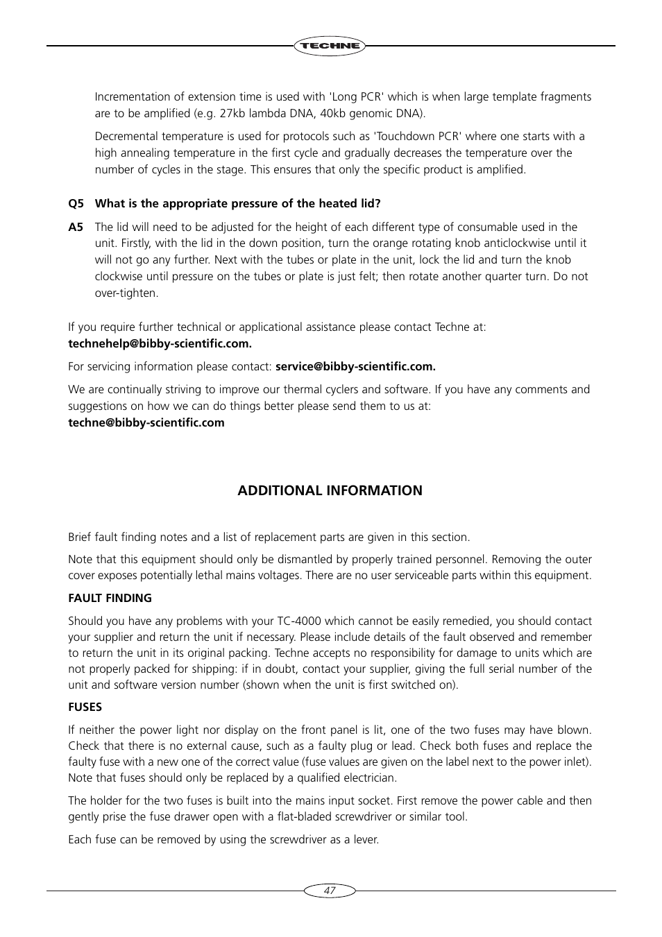 Additional information | Techne TC-4000 User Manual | Page 49 / 52