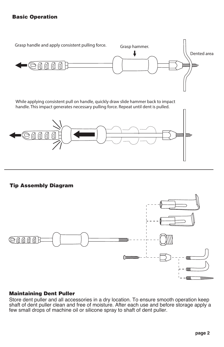 TEKTON 5632 - 9-pc. 5 lb. Slide Hammer Dent Puller Set User Manual | Page 3 / 4