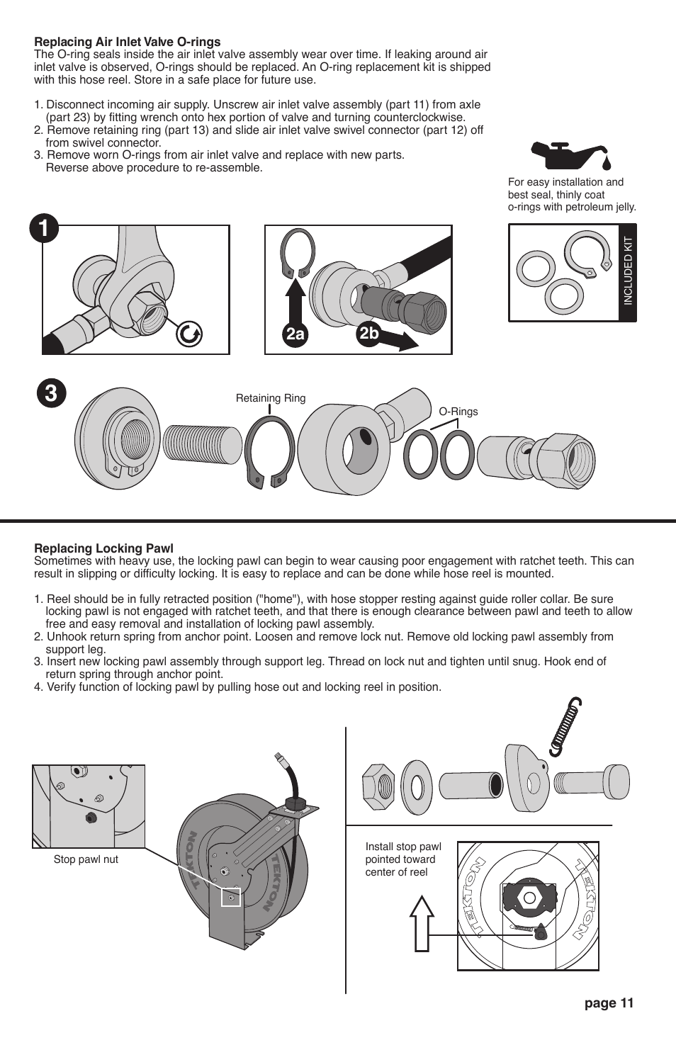 2a 2b | TEKTON 4677 - 25 ft. x 3/8 in. Retractable Air Hose Reel User Manual | Page 11 / 12