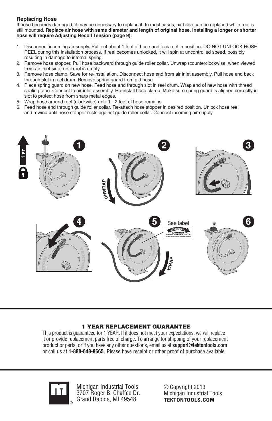 TEKTON 4677 - 25 ft. x 3/8 in. Retractable Air Hose Reel User Manual | Page 12 / 12