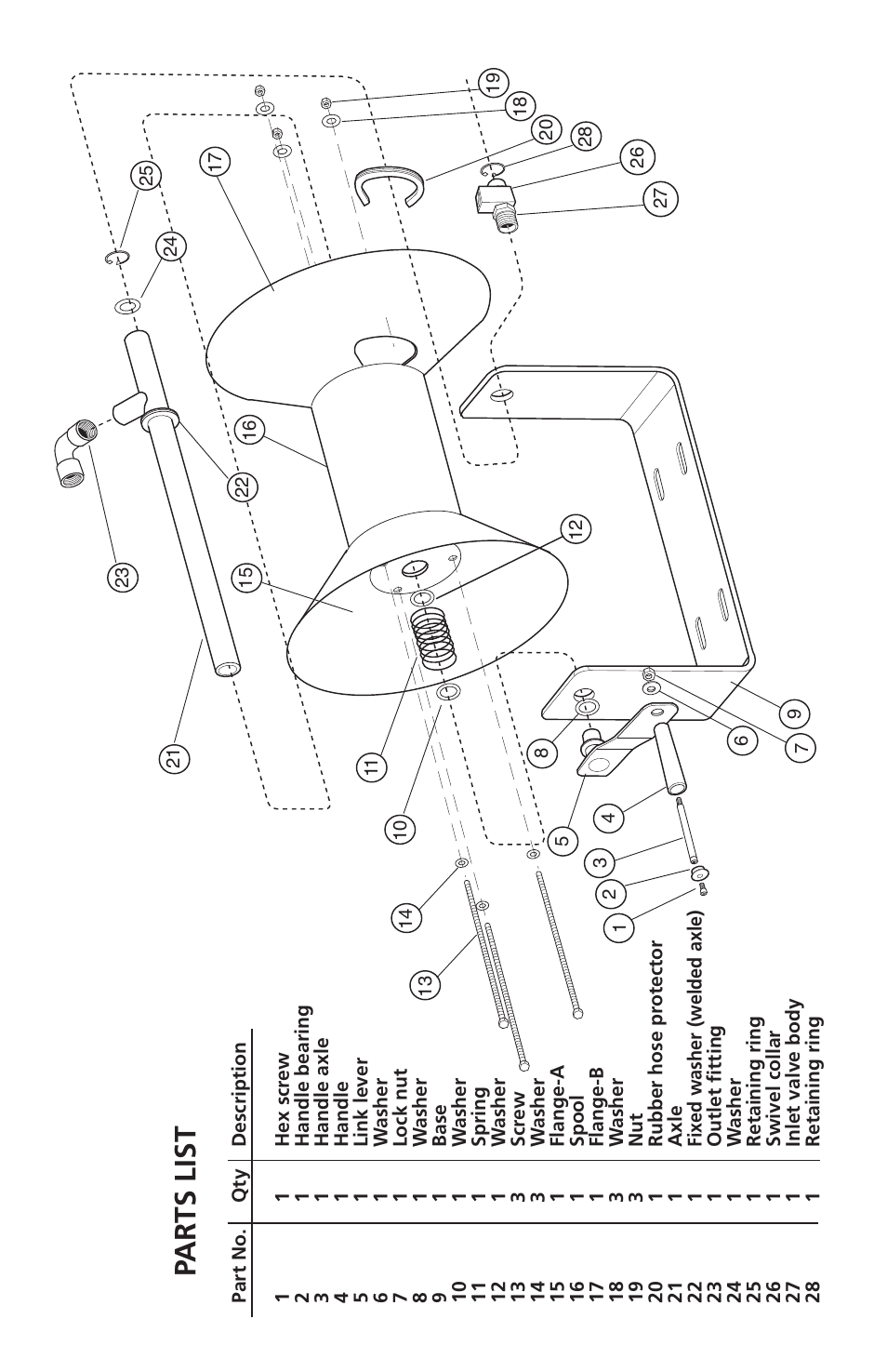 Pa r ts list | TEKTON 4685 - Hand Crank Air Hose Reel (50 ft. Capacity) User Manual | Page 3 / 4