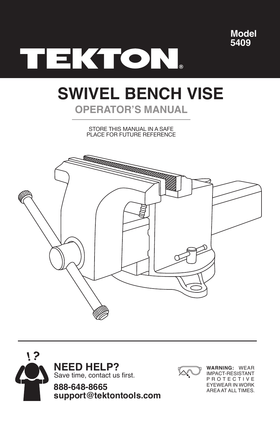 TEKTON 5409 - 8 in. Swivel Bench Vise User Manual | 4 pages