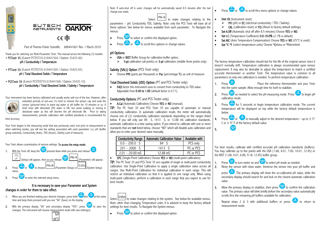 Thermo Fisher Scientific PTTestr 35 User Manual | 2 pages