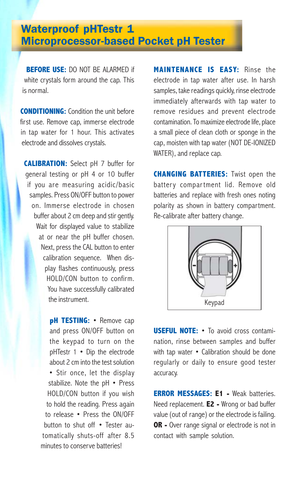 Thermo Fisher Scientific pHTestr 1 User Manual | Page 2 / 3