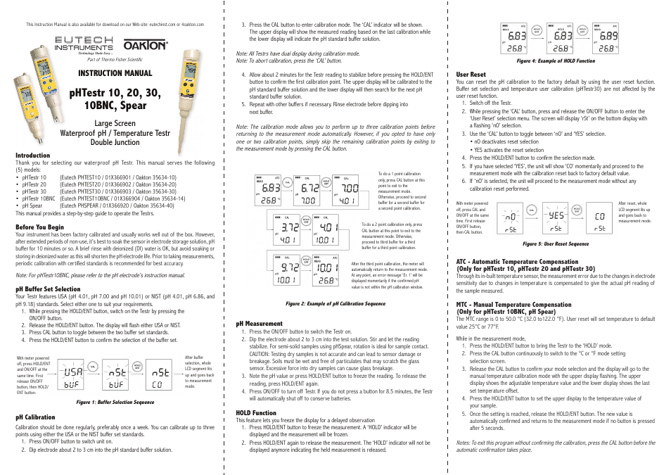 Thermo Fisher Scientific pHTestr 10/20/30/10 BNC/Spear User Manual | 2 pages