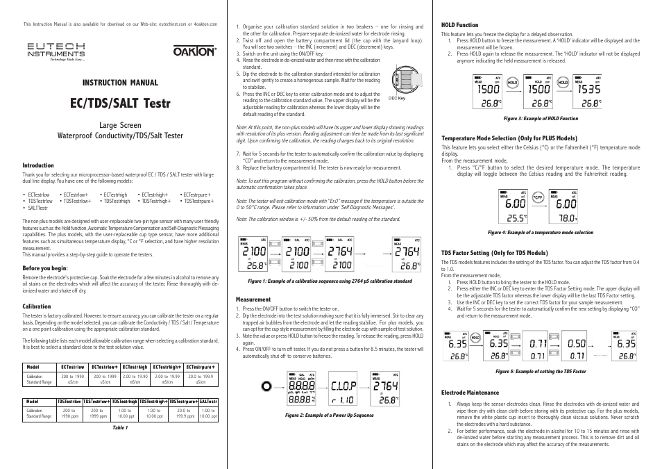 Thermo Fisher Scientific EC/TDS/SaltTestr User Manual | 2 pages
