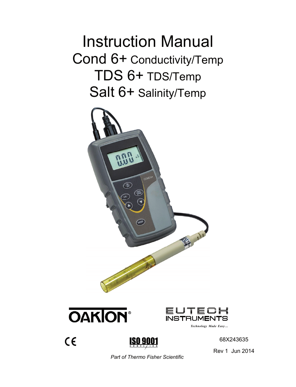 Thermo Fisher Scientific Eutech COND/TDS/Salt 6 Plus User Manual | 40 pages