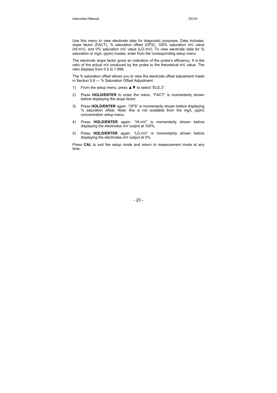5 electrode data (ele.3) | Thermo Fisher Scientific Eutech DO 6 Plus User Manual | Page 29 / 48
