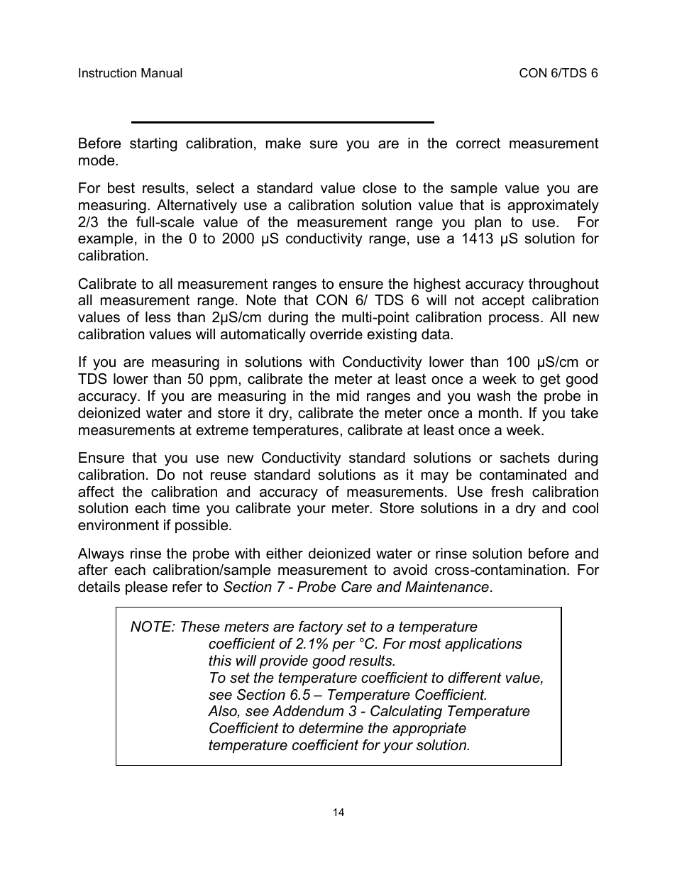 2 preparing the meter for calibration | Thermo Fisher Scientific EcoScan CON 6 & TDS 6 User Manual | Page 18 / 56