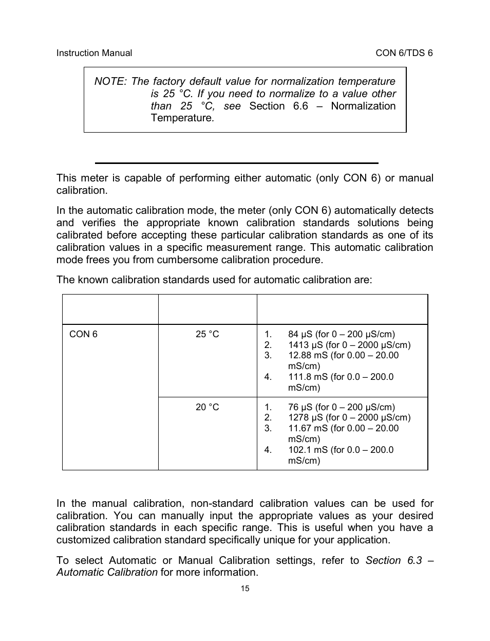 3 selection of automatic or manual calibration | Thermo Fisher Scientific EcoScan CON 6 & TDS 6 User Manual | Page 19 / 56
