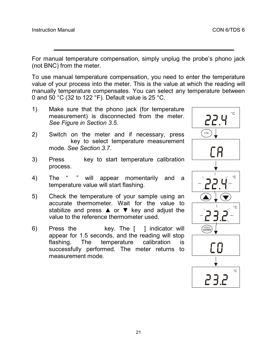 2 without atc (manual temperature compensation) | Thermo Fisher Scientific EcoScan CON 6 & TDS 6 User Manual | Page 25 / 56