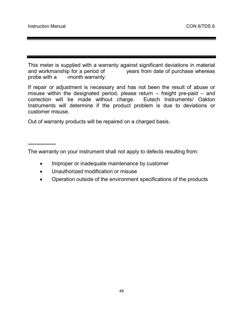 16 warranty | Thermo Fisher Scientific EcoScan CON 6 & TDS 6 User Manual | Page 53 / 56