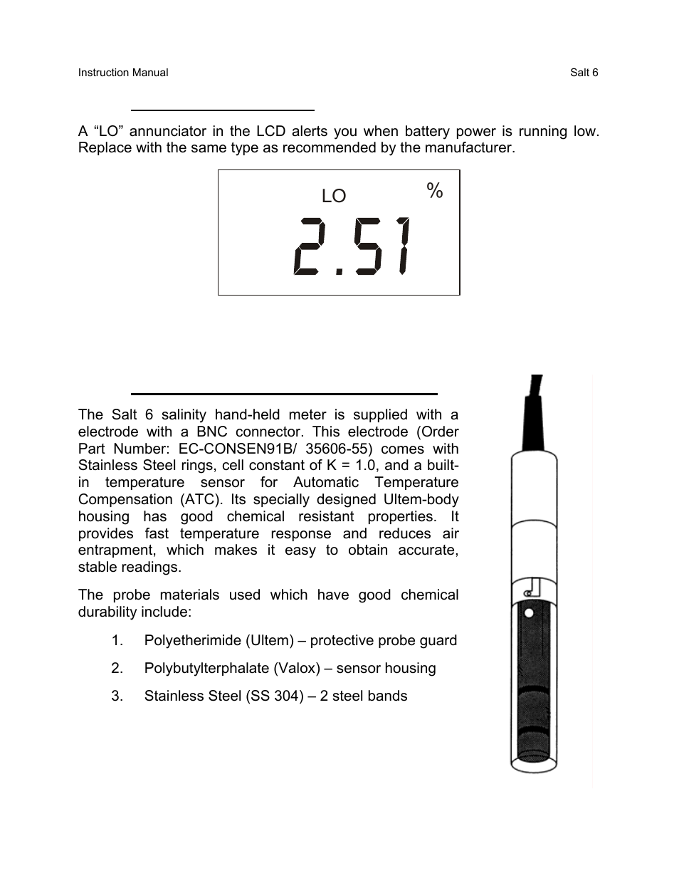 Battery replacement, Conductivity electrode information, 4 conductivity electrode information | Thermo Fisher Scientific EcoScan Salt 6 User Manual | Page 10 / 40