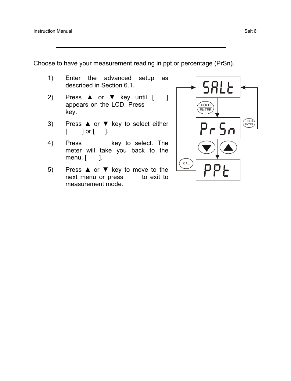 Selection of ppt or prsn. (default being prsn) | Thermo Fisher Scientific EcoScan Salt 6 User Manual | Page 27 / 40