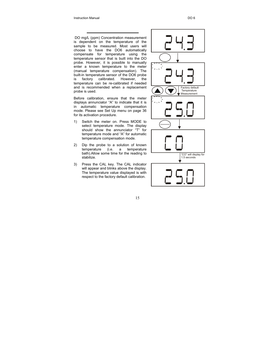 3 temperature calibration | Thermo Fisher Scientific EcoScan DO 6 User Manual | Page 23 / 80