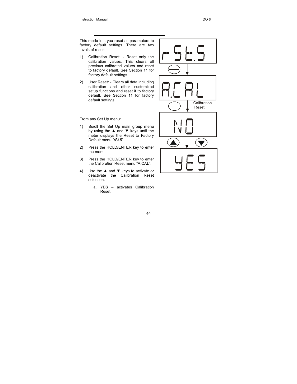 6 (rst.5) reset to factory default | Thermo Fisher Scientific EcoScan DO 6 User Manual | Page 52 / 80