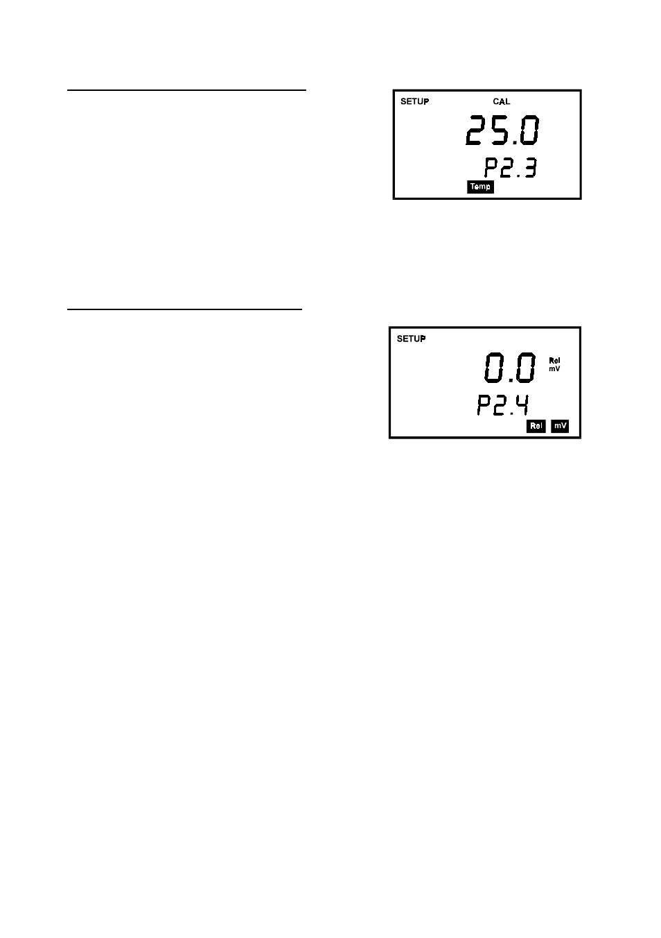 P2.3: calibration temperature, P2.4: relative mv offset value | Thermo Fisher Scientific CyberScan pH 10/pH 100 User Manual | Page 35 / 67