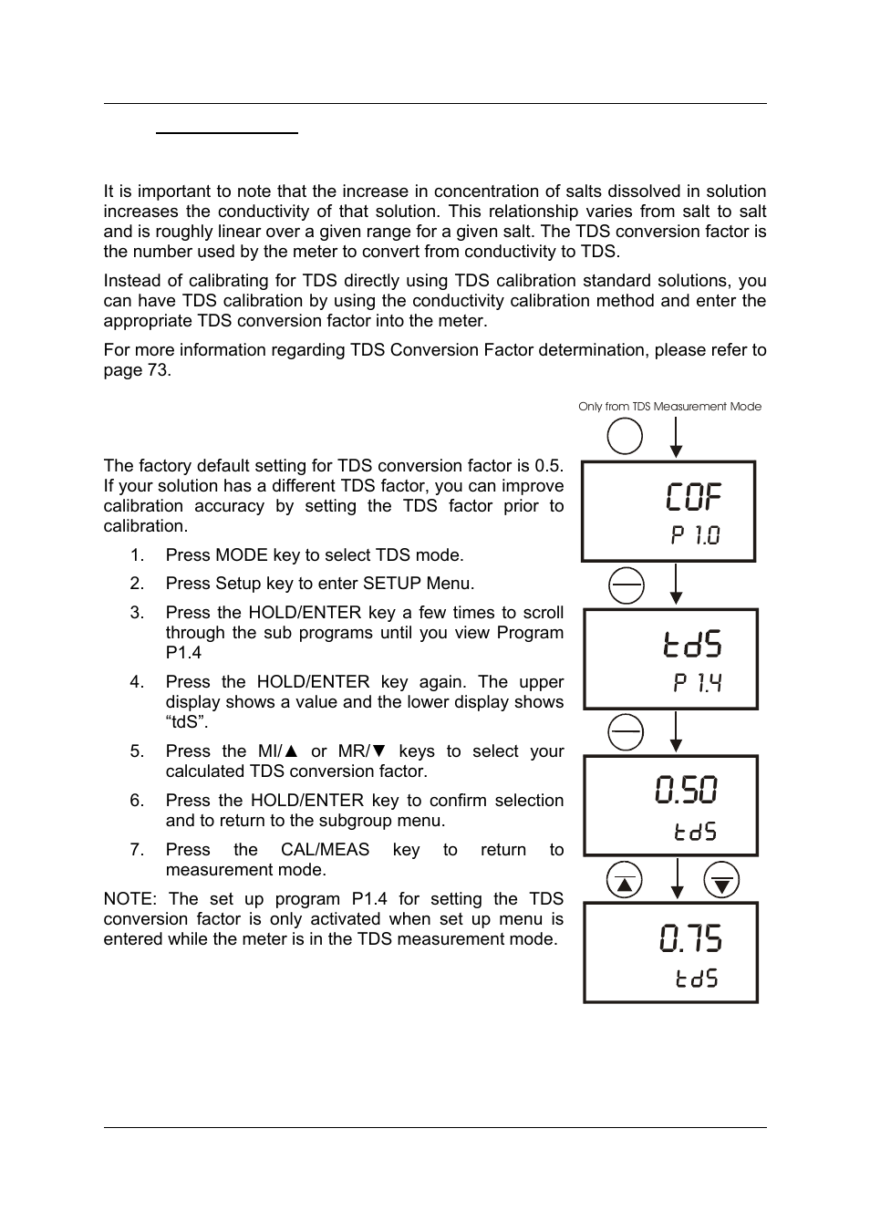 P 1.4, P 1.0 | Thermo Fisher Scientific CyberScan CON 11/CON 110 User Manual | Page 22 / 80
