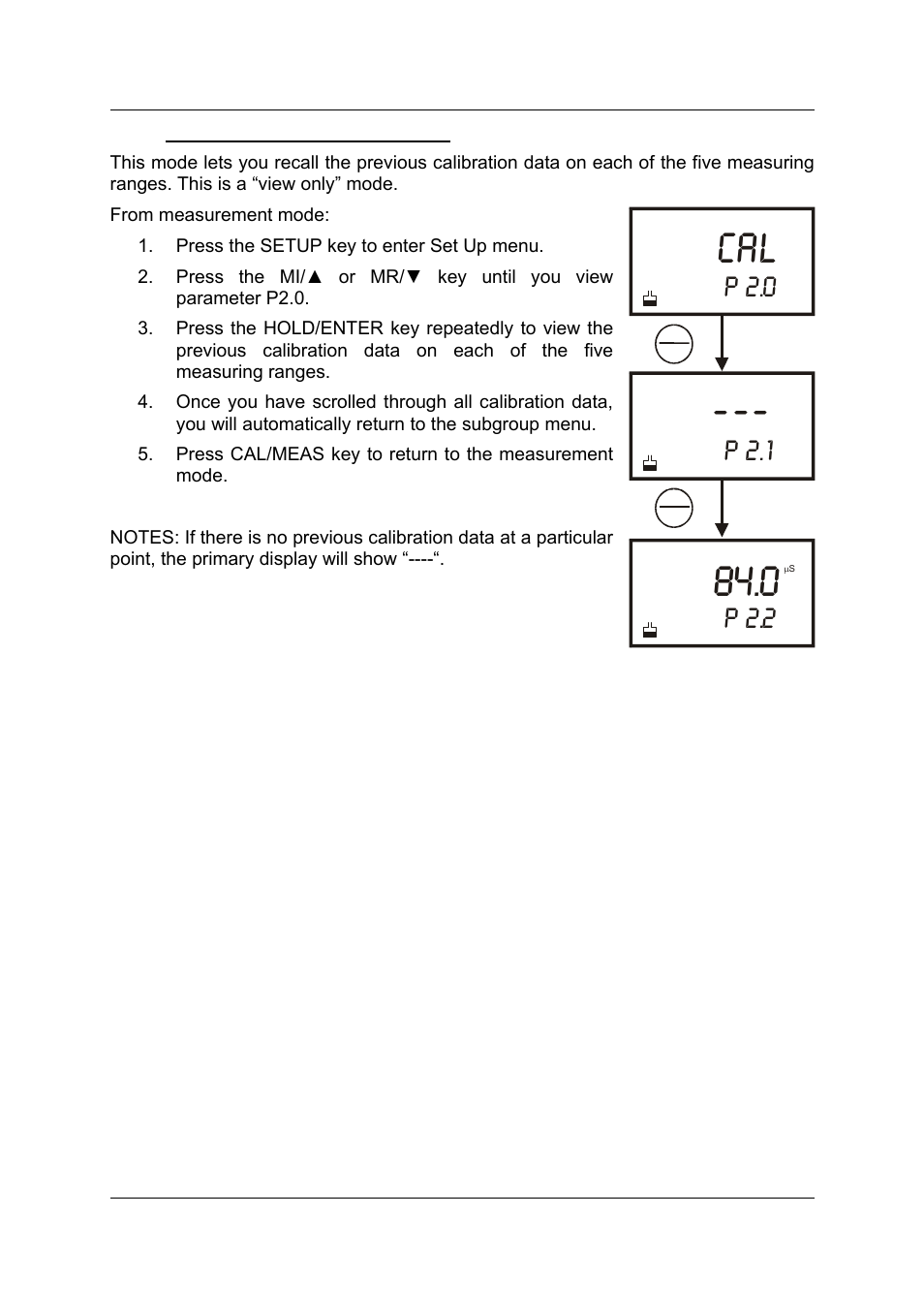 Cal 84.0, P 2.0, P 2.1 | P 2.2 | Thermo Fisher Scientific CyberScan CON 11/CON 110 User Manual | Page 46 / 80