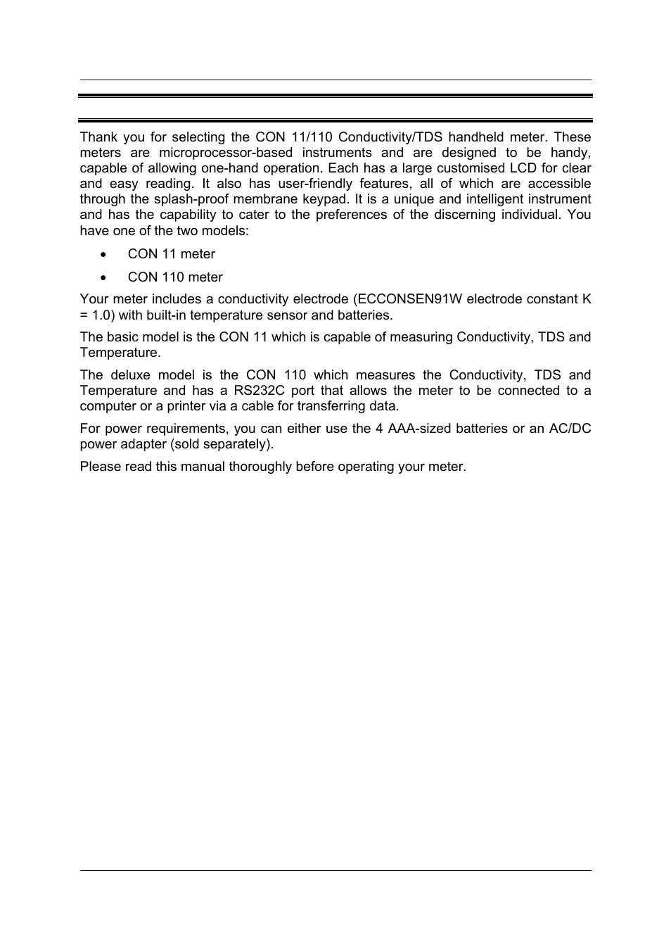 Thermo Fisher Scientific CyberScan CON 11/CON 110 User Manual | Page 5 / 80