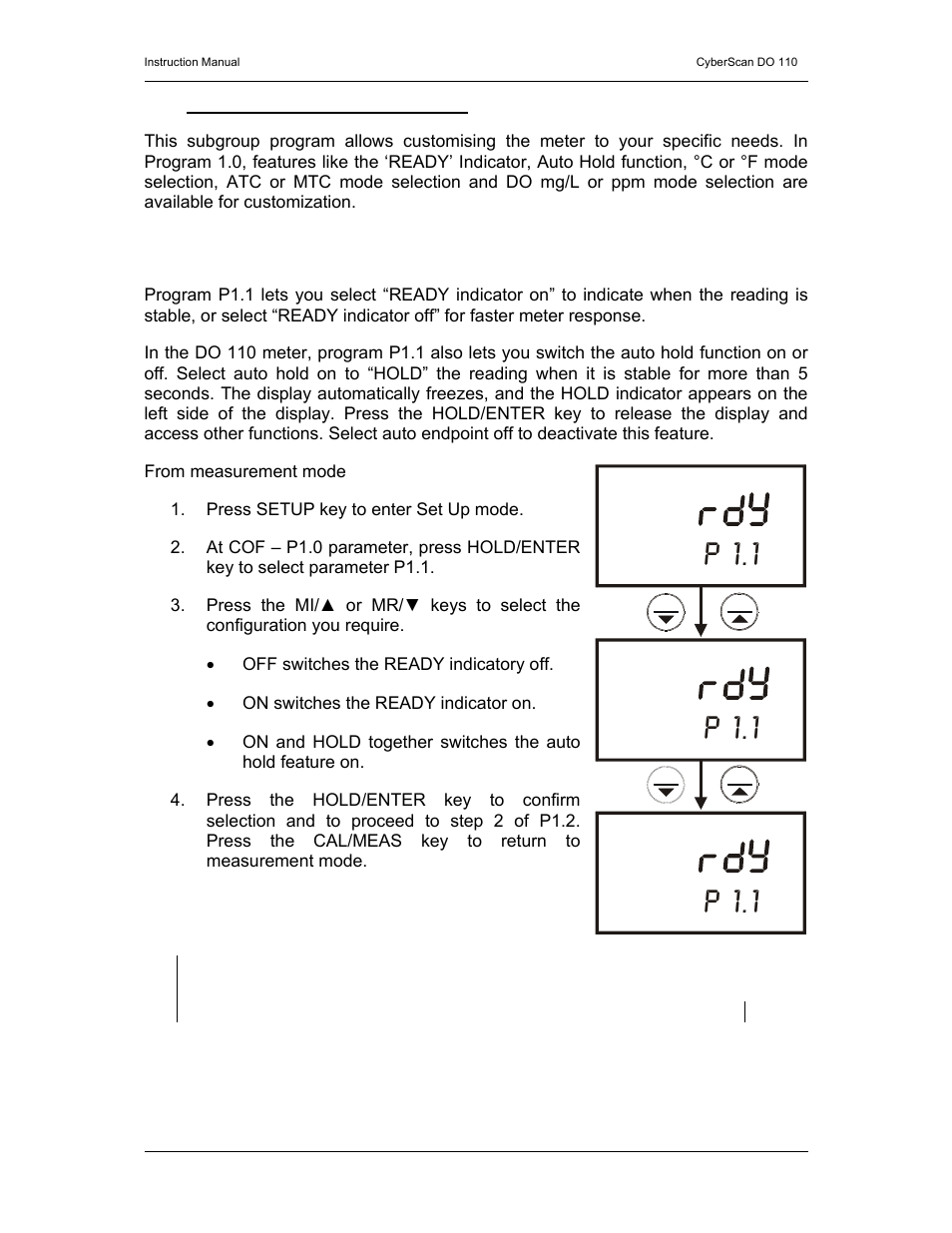 P 1.1, P1.0 : unit configuration (cof) | Thermo Fisher Scientific CyberScan DO 110 User Manual | Page 28 / 60