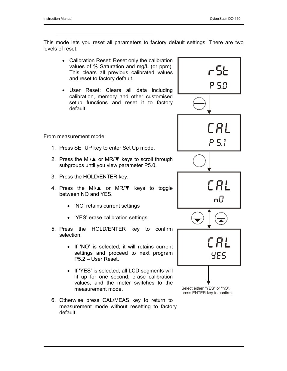 P 5.0 p 5.1 | Thermo Fisher Scientific CyberScan DO 110 User Manual | Page 34 / 60