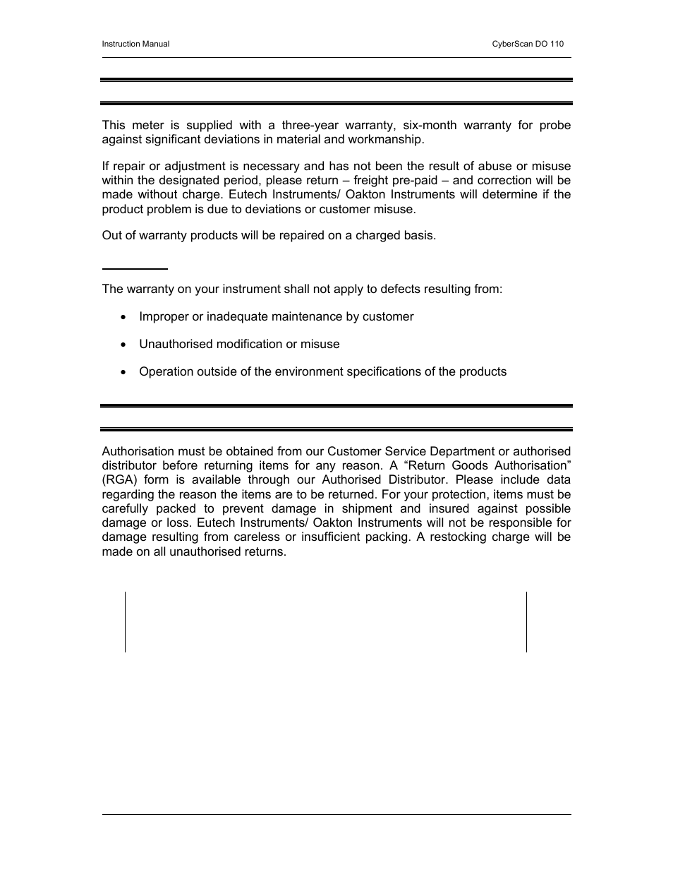 15 warranty, 16 return of items | Thermo Fisher Scientific CyberScan DO 110 User Manual | Page 58 / 60