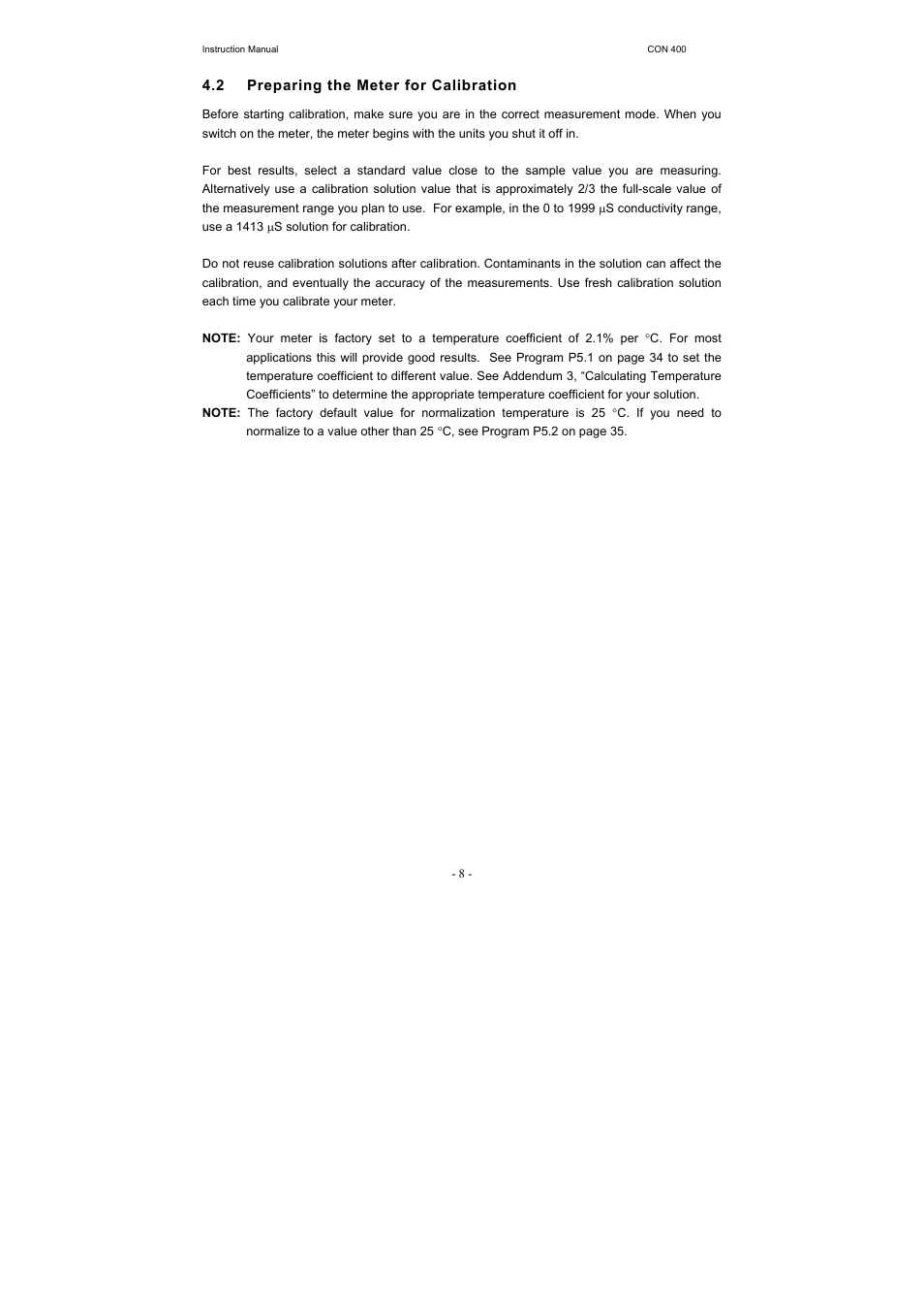 Thermo Fisher Scientific CyberScan CON 400 (For units manufactured from March 2010 onwards) User Manual | Page 14 / 60