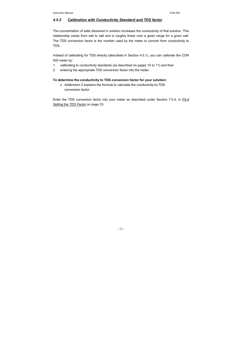 Thermo Fisher Scientific CyberScan CON 400 (For units manufactured from March 2010 onwards) User Manual | Page 19 / 60
