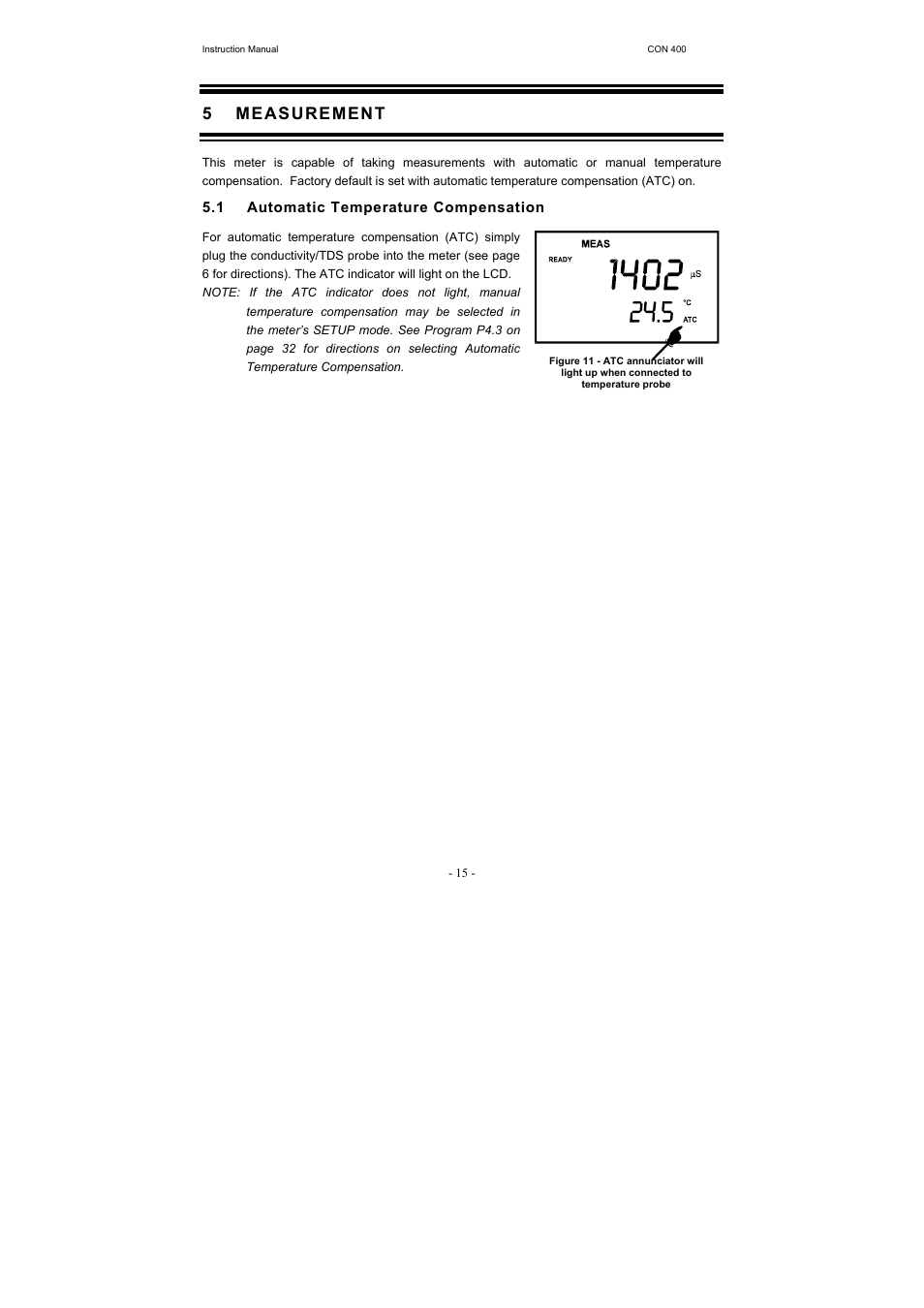 5 measurement | Thermo Fisher Scientific CyberScan CON 400 (For units manufactured from March 2010 onwards) User Manual | Page 21 / 60